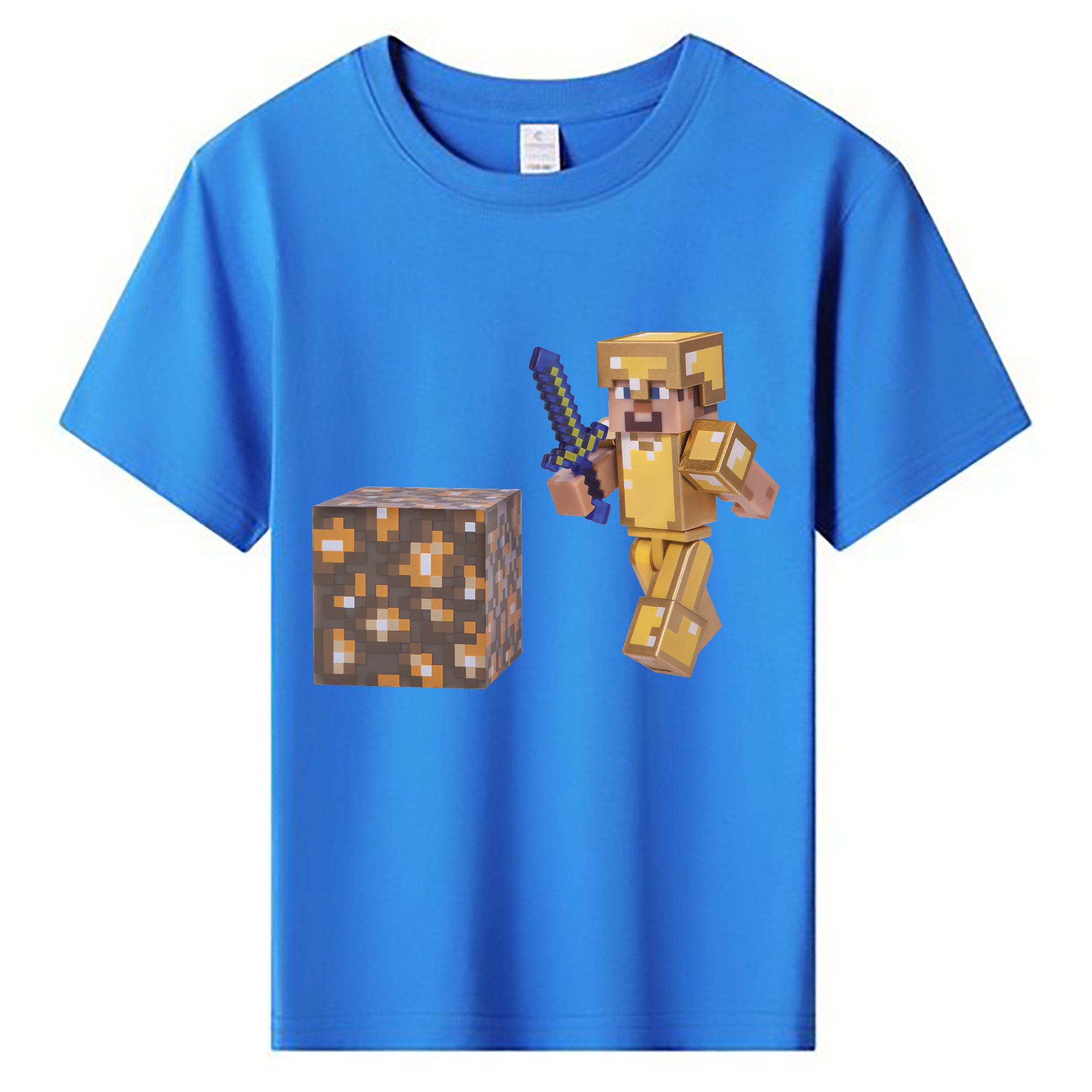 （画像用） マインクラフト ブロックの世界 Minecraft MC Block world 綿100％キッズTシャツ（フロントプリント）
